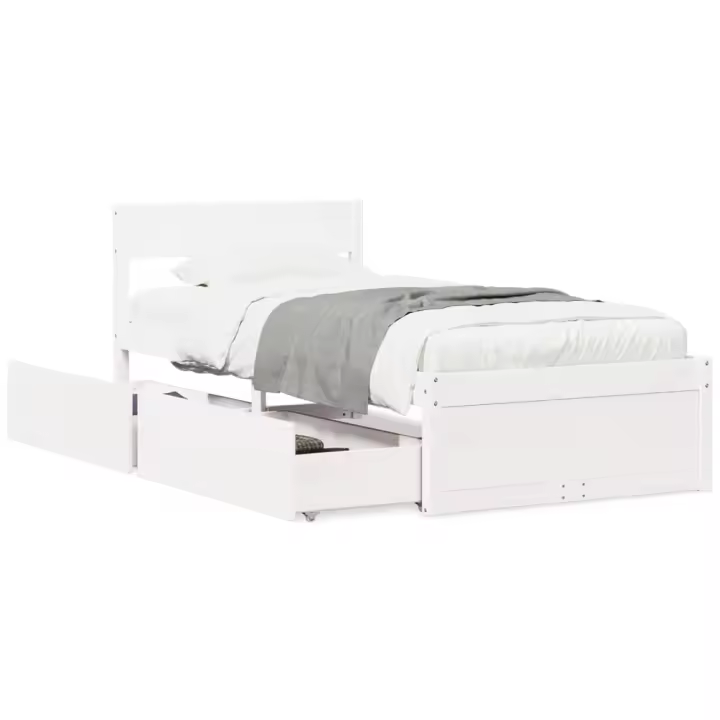 vidaXL Estructura de cama sin colchón madera de pino blanca 90x200 cm - 1