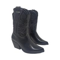 EVA ZORTEON - Nueva Colección! Botín cowboy, de polipiel bordado, de tacón grueso, estable,  con cremallera, Marca TULIPANO. - details 16