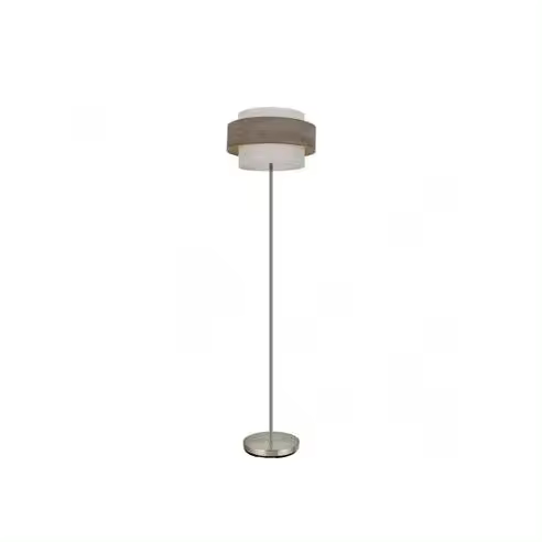 FABRILAMP Lámpara de Pie Myriam Niquel/Madera Gris - Diseño Elegante - 1