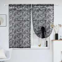 Cortinas Blancas De Encaje Transparentes Con Clip Para Cocina Y Dormitorio Estilo Elegante Florales Filtración De Luz Decorativas Para Sala De Estar Y Comedor - details 0