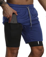 Shorts De Entrenamiento Para Hombre Con Gráfico De Cruz 2 En 1 Running Performance Con Bolsillo Para Teléfono Y Anillo De Toalla Active Wear Polyester - details 2