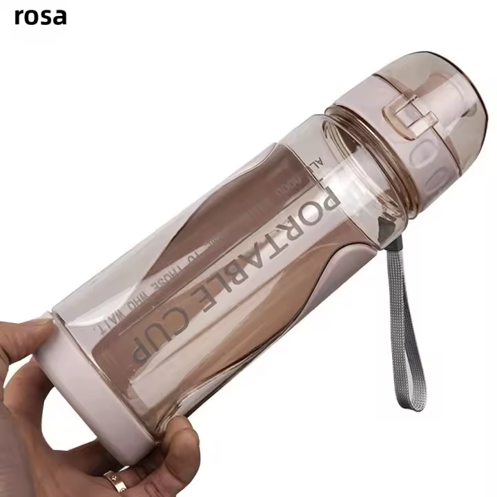 Botella Deportiva De Viaje 500ml Plástica Transparente Y Sellada Para Gimnasio Y Exteriores Botella De Bebida Portátil - 1