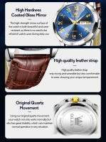 Reloj De Pulsera De Cuero Impermeable Para Hombre OLEVS Con Calendario Y Luz Luminosa Resistente Al Shock Moda Casual De Lujo - details 6
