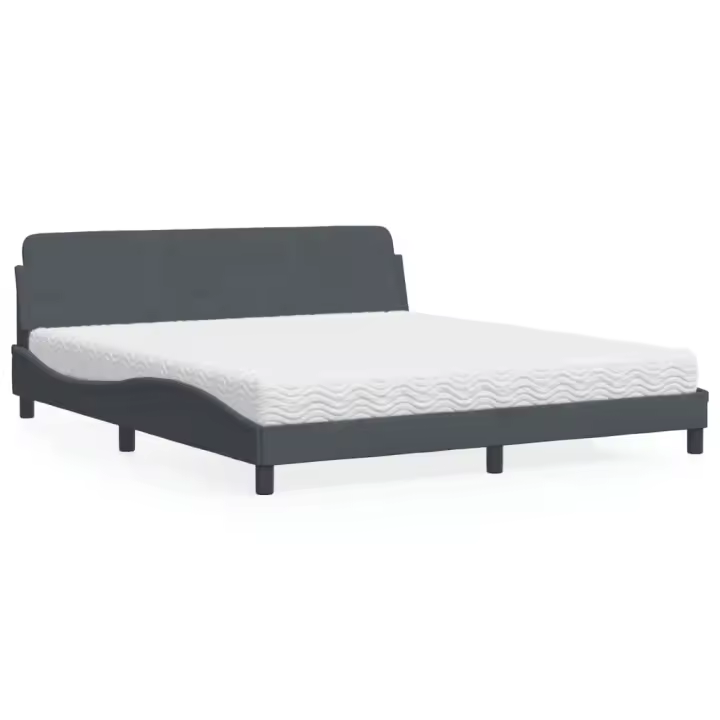 vidaXL Cama con colchón terciopelo gris oscuro 180x200 cm - 1