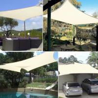 Toldo Vela Rectangular 2x3 m, Vela de Sombra Impermeable y Cortaviento, 95% Protección Rayos UV, Parasol de Poliéster, Ideal para Patio, Exteriores Terraza, Jardín, Beige Claro - details 5