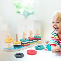 Nenitus Juguete Montessori 1 2 3 años, Juguete Montessori con Formas geométricas apilables, Juguete Educativo, Regalo niños pequeños y bebés, Juguete niño. - details 1