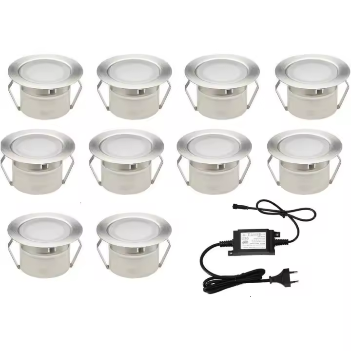 Foco LED 10x para luz de techo de terraza enterrada DC12V 1W IP67 Ø45mm lámpara decorativa para exteriores para camino escaleras piscina lámpara blanca cálida - 1