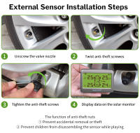 Sistema De Monitoreo De Presión De Neumáticos Para Coche Deelife TPMS Solar Control De Presión De Neumáticos Con Sensor Reemplazable Función De Medición De Temperatura Y Humedad En El Coche - details 18
