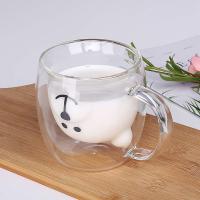Taza De Café Doble Oso De 250ML Con Mano Transparente Insulada Para Leche Jugo Té Utensilios De Espresso Lindo Y Ecológico - details 4