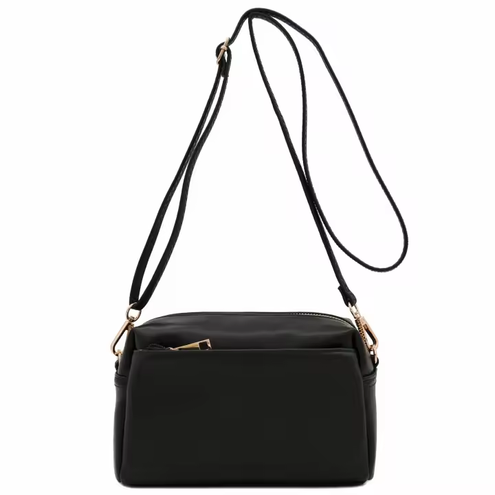 Bolso bandolera Pequeño with Tres crematalleras y Correa ajustable para el hombro en Negro - 1