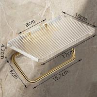 Soporte De Papel Toalla De Lujo En Oro Con Estante Acrílico Sin Perforar Accesorios De Baño Organizador De Tela De Papel - details 9