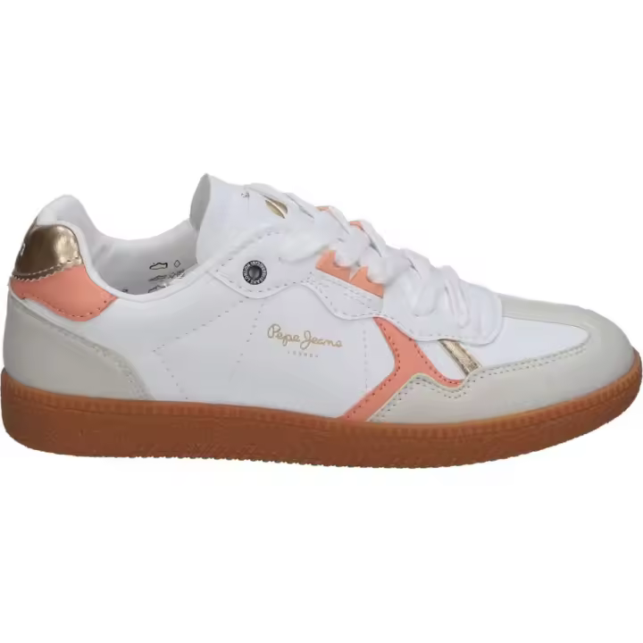 PEPE JEANS | Zapatillas Pepe Jeans para Moda Joven – Deportiva Baja en Color Blanco con Detalles en Beige y Coral – Sneakers con Cordones – Estilo Casual – Versátiles – Combinables y Cómodas – Modelo PGS00005-099 - 1