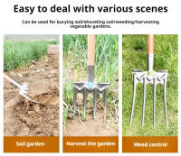 Pala De Jardín De Acero De Mánganeso Para Suelo Suave Herramienta De Agricultura Con Cuatro Dientes Para Desbrozar Y Girar Tierra Manual - details 3