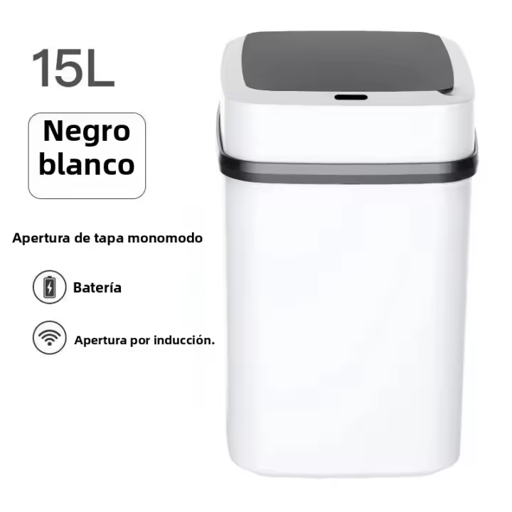 Bandeja De Basura Inteligente Automática 13/15L Para Cocina Y Baño Con Tapa Sensor Inteligente Contenedor De Basura Ecológico - 1