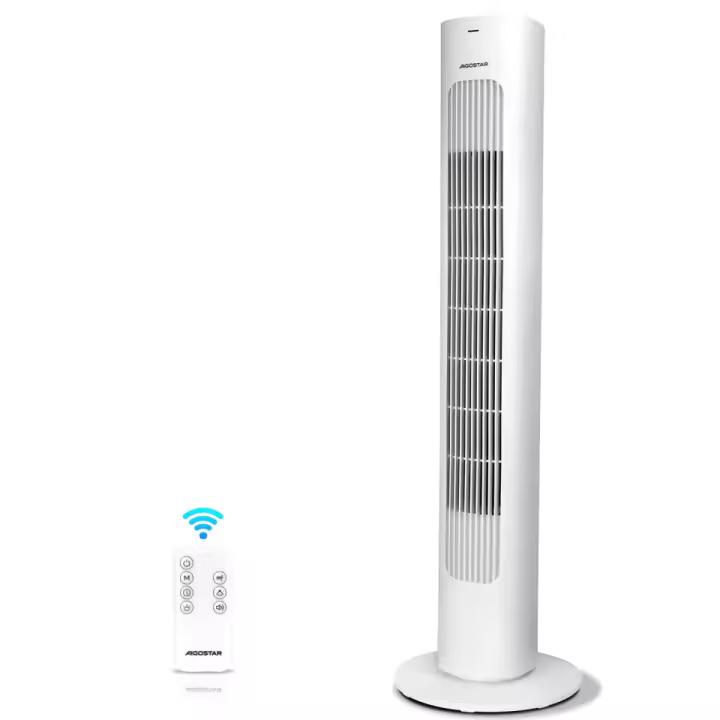 Aigostar Ventilador de Torre con Mando a Distancia, Temporizador de 7 horas, 3 modos, 50W, Oscilación 70°, Altura 86cm - 1