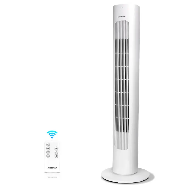 Aigostar Ventilador de Torre con Mando a Distancia, Temporizador de 7 horas, 3 modos, 50W, Oscilación 70°, Altura 86cm - 1