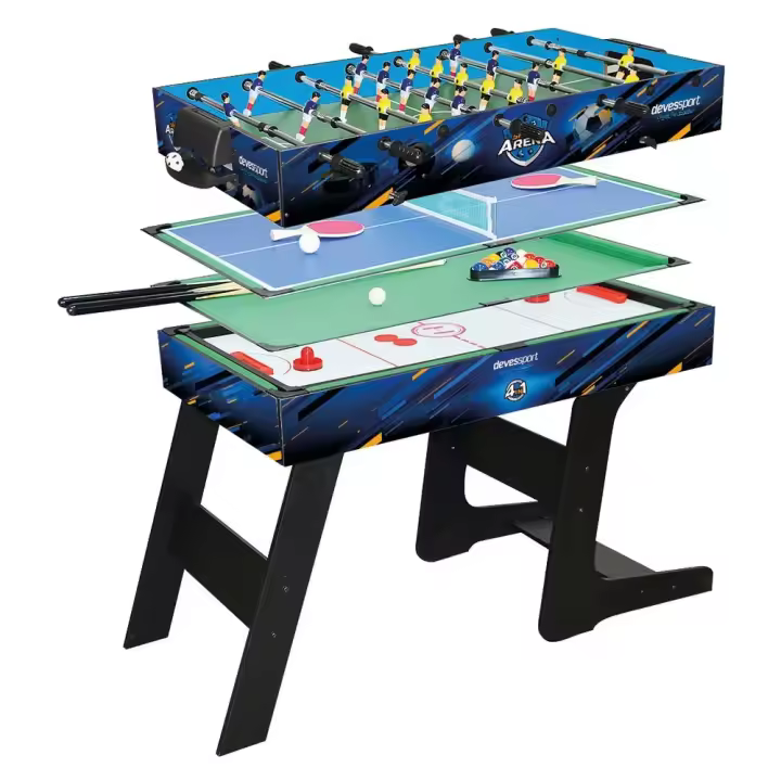 Devessport - Multijuego 4 en 1 - Sport Arena (Futbolín, Billar, Air Hockey + Ping Pong) - 1