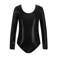 Bodysuit De Gimnasia Para Niñas En Color Sólido Transpirable Con Manga Larga Brillo Colorido Dancewear Para Ballet - details 5