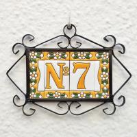 Letras y números de cerámica 7.5cm. (3") para la pared - Letras y números esmaltados - Modelo "AMARILLO-ARTE" - Ceramic tile letters/numbers - - details 0