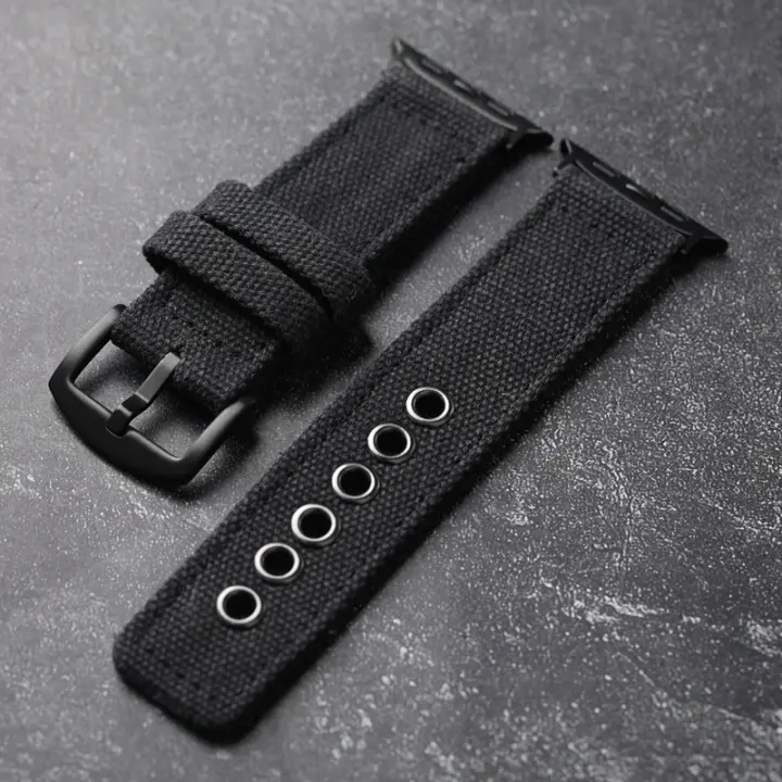 Correa De Reloj De Tela Grua Doble Para Apple Watch Ultra 49MM 45MM 44MM Estilo Rudo Verde Negro Para Hombres - 1