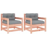 vidaXL Sillones de jardín con cojines 2 uds madera maciza de pino Pino natural, Pino blanco, Pino gris Conjunto Terraza Muebles Jardín Exterior Juego de Muebles de jardín Mueble Jardín Exterior Muebles de Salon Exterior - details 2