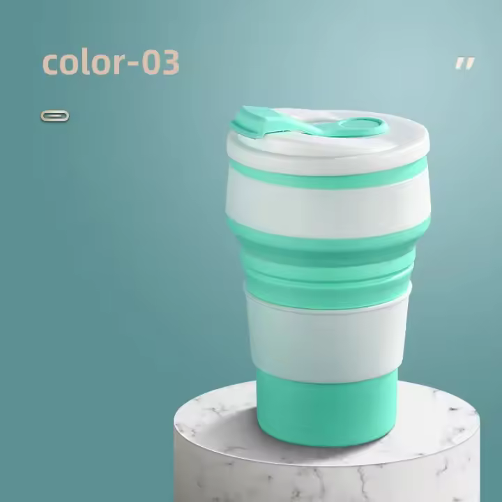 Taza De Viaje Colapsable De Silicona 350ml/500ml Para Camping Y Deportes Con Tapa Para Cocina Y Comedor Taza De Café Reutilizable - 1