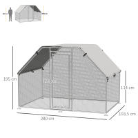 PawHut Gallinero de Exterior Jaula con Cerradura para Aves de Corral de Metal Galvanizado y Cubierta Oxford - details 2