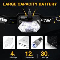 Lámpara Frontal De Mano Con Sensor De Alta Potencia 9 LED Recargable Por USB Para Camping Pesca Y Actividades Al Aire Libre - details 5