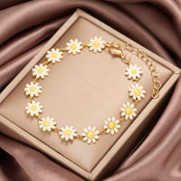 Pulsera De Flores Doradas Con Patrón De Margarita Moda Minimalista Aesthetic Para Mujer Joyería De Boda Y Fiesta Regalo - details 0