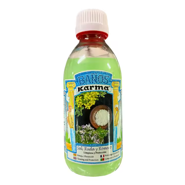 BAÑO DE SAL, RUDA Y ROMERO: LIMPIEZA Y PROTECCIÓN (3 USOS, 250ML). - 1