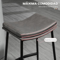 HOMCOM Conjunto de 2 Taburetes Altos de Cocina Sillas Altas de Cocina sin Respaldo con Estructura de Acero Estilo Industrial Carga 120 kg para Bar Salón Comedor - details 1