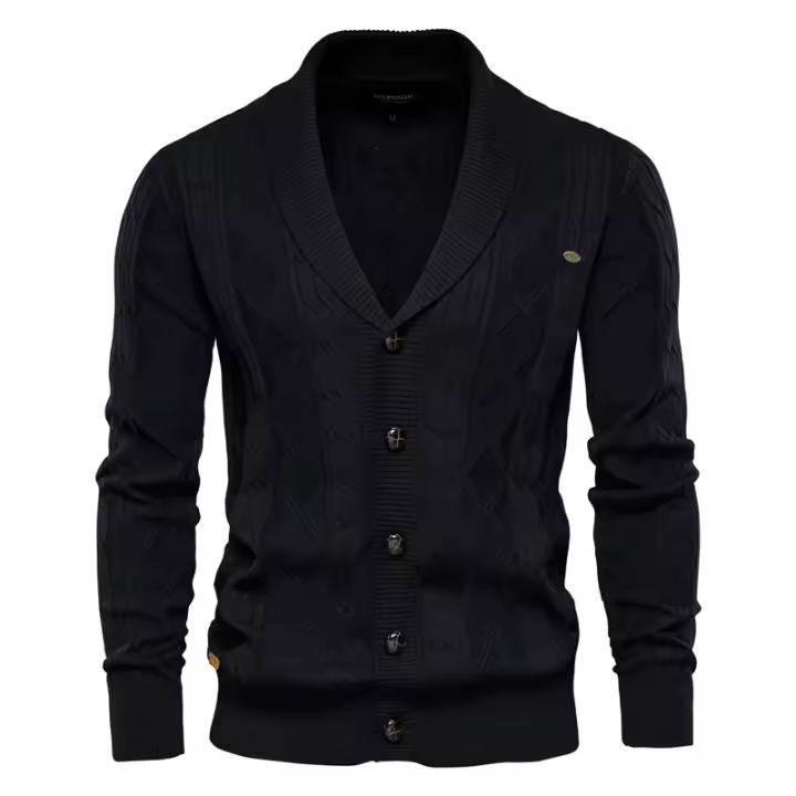 AIOPESON Cardigan De Algodón Argyle Para Hombre Estilo Casual Monosílabo Color Sólido Negocios Moda Invierno Chaqueta Hombre - 1