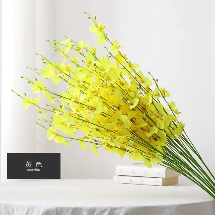 Orquídea Amarilla Artificial Para Boda Decoración De Hogar Y Vajillas Phalaenopsis Plantas Puestas En Vaso DIY Flores Silken - 1