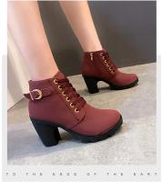 Botas De Tacón Alto Para Mujer Primavera Invierno Calidad Superior Con Cordones Moda Europea Zapatos De Mujer PU Botas Con Plataforma Entrega Rápida - details 5