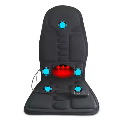 Cojín de masaje para coche para el hogar, cojín multifuncional para asiento con vibración para cuello y cintura, masajeador para coche eléctrico de cuerpo entero, 5 motores - 1