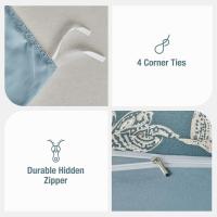 Double Duvet Cover Set, 240 x 220 cm, 3-Piece Microfibre Duvet Cover Set with Paisley Pattern, Including 1 Duvet Cover 240 x 220 cm and 2 Pillowcases 50 x 80 cm, Paisley Light Blue - details 4