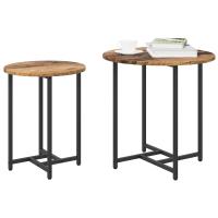 Mesa auxiliar de 2 piezas de madera antigua, madera de ingeniería y metal - details 2