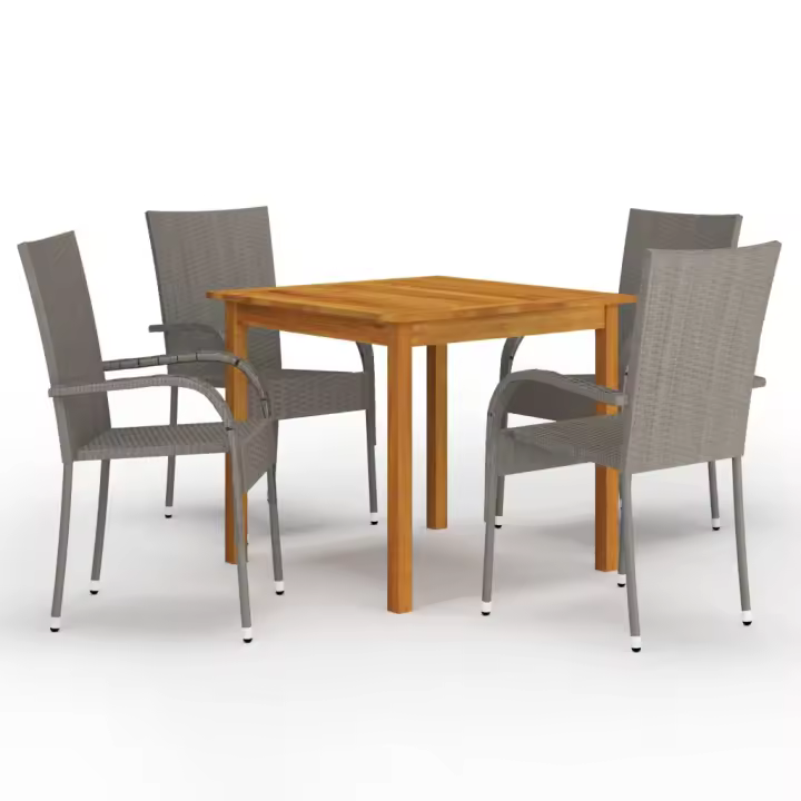 vidaXL Juego de comedor para jardín 5 piezas gris - 1