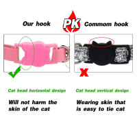 Collar De Gato De Cuero Suave Con Diamantes Bling Y Campana Seguridad Breakaway Ajustable Para Perros Y Gatos XS S Rosa - details 9