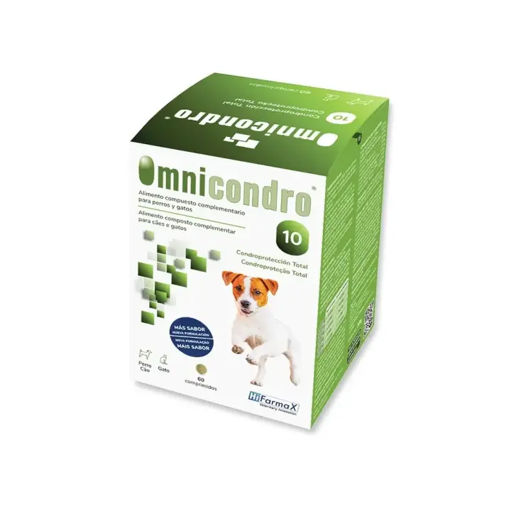 OMNICONDRO 10 60 comprimidos alimento complementario de apoyo articular para perros y gatos Hifarmax - 1