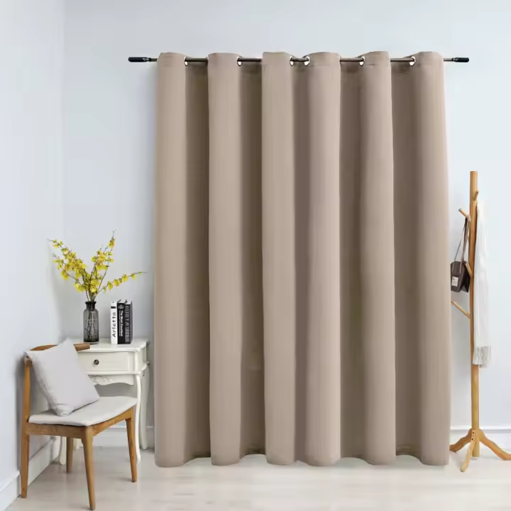 vidaXL Cortina opaca con anillas de metal beige 290x245 cm - 1