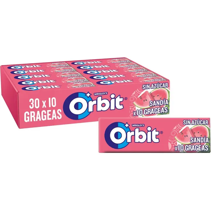 Orbit Chicles Sin Azúcar Sabor menta fuerte y eucalipto (30 x 10 chicles)-Orbit Arándanos-Orbit Sandia-Orbit  Sabor Fresa-Orbit  Sabor Hierbabuena-sabor menta - 1