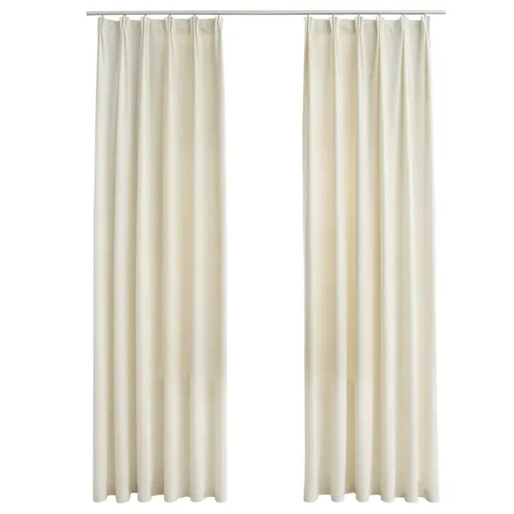 vidaXL Cortinas Opacas con Ganchos 2 Piezas 140x245 cm Terciopelo Casa Color Crema,  Beige,  Negro y mas - 1