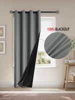 Cortina De Ventana 100% Negra Para Sala De Estar Dormitorio Cocina Baño Decoración De Hogar Estilo Moderno Bloqueo Total - details 1