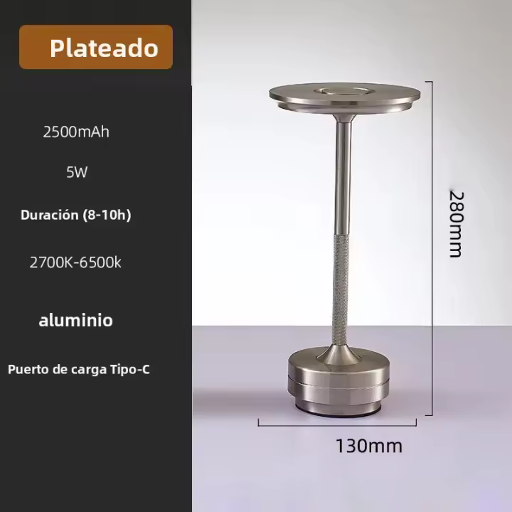 Lámpara De Mesa Recargable LED Con Sensor De Toque Luz Nocturna Para Escritorio Decoración De Habitación Restaurante Hotel Bar - 1