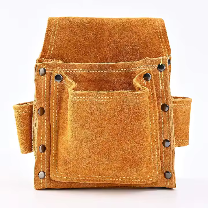 Riñonera de Carpintero, cinturones de cuero de primera calidad With 2 soports para Martillos, Bolsa resistos y profesional para Electricistas, albañiles, soldadores y Instaladores de paneles de Yesos - 1