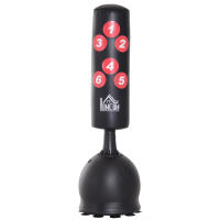 HOMCOM Saco de Boxeo de Pie 165 cm con Base Rellenable de Agua 22,5 kg o Arena 27,5 kg y Ventosas de Goma para Adultos y Niños 50x50x165 cm Negro - details 0