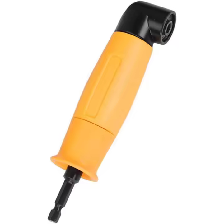 Adaptador de taladro en ángulo recto de 90 grados, destornillador de ángulo amarillo, vástago hexagonal de 6,35 mm y accesorio de taladro con portabrocas magnético - 1