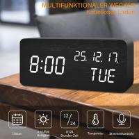 Reloj despertador digital with Cargador inalámbrico Pantalla de temp del Reloj de escritorio LED, Negro - Negro  - details 0