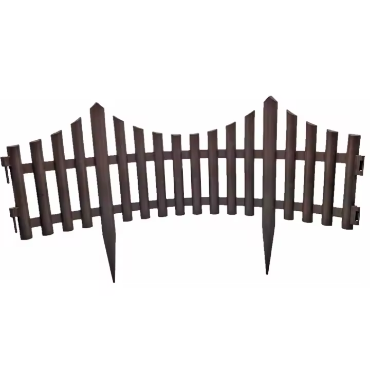Tradineur - Valla de plástico decorativa de jardín - Borde para cespéd, plantas, flores, decoración de exterior - N.º 5 - 32,5 x 60 x 0,7 cm - Color Wengue - 1
